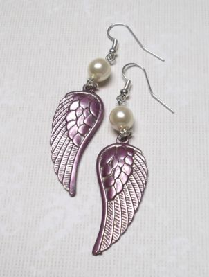 Frosted Plum Small Angel Wing Earrings