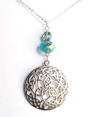 Aquamarine Wheel Of Life Celtic Necklace