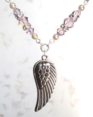 Pink Sapphire Angel Wing Necklace