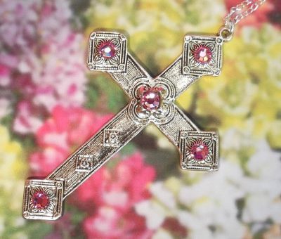 Celtic French Cross Necklace With Swarovski Crystals