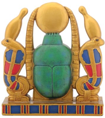 Ancient Egyptian Cobra Sun Scarab Statue
