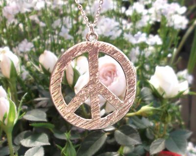 Extra-large Hammered Peace Sign Jewelry Pendant