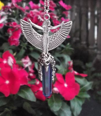 Winged Isis Pendant With Crystal Point