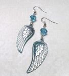 Iced Aqua Angel Wing Earrings with Swarovski Crystals