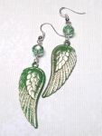 Peridot Angel Wing Earrings with Swarovski Crystals
