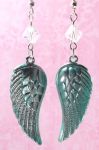 Teal Angel Wing Earrings with Swarovski Crystals