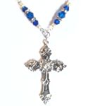 Mediterranean Blue Renaissance Cross Celtic Necklace