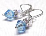 Sterling Silver Swarovski Crystal Earrings - Aquamarine