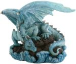 Blue Water Dragon On Rock Statue