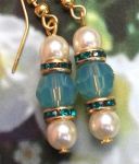 Blue Opal And Pearl Wedding Earrings