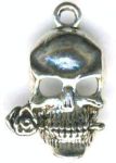 Small Skull With Rose Pendant